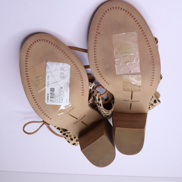 DOLCE VITA Luci Leopard Calf Hair Lace Up Sandal Crisscross Strap Women's 6 - Picture 6 of 11